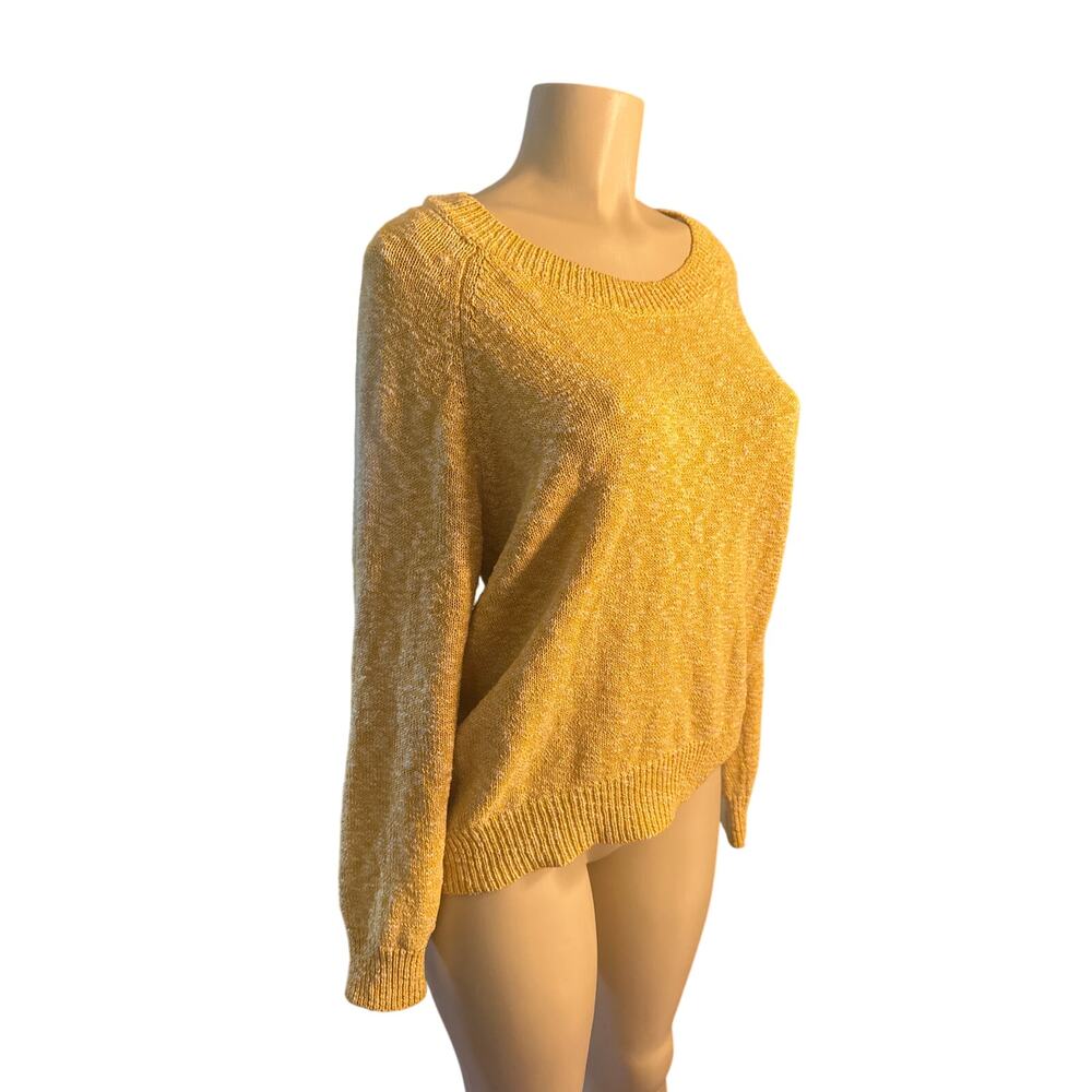 Women 12 Gorman Pullover Yellow Knit Sweater Jumper Textured Cotton Crewneck